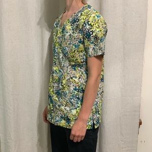 Bright Small Floral Print Cherokee Scrub Top